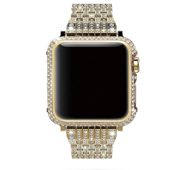 Boîtier de luxe en cristal de diamant scintillant fait à la main, lunette et bracelet de remplacement pour Apple Watch série 4 3 2 1 38mm 40mm 44mm 42mm3299403