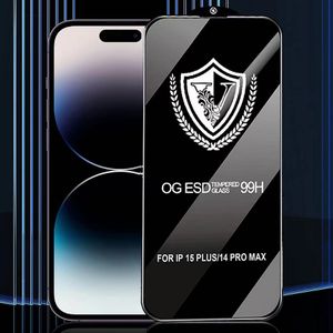 Schermbeschermer voor iPhone 15 Pro Max 14 Plus 13 Mini 12 11 XS XR X 8 7 SE 99H Tempered Glass OG ESD ANTI-STATISCHE FILM Volledig Cover Explosion Curved Premium Shield