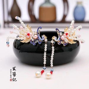 Paire de luxe faite à la main, couronne de cheveux rétro chinois, costume de coiffure féerique des Arts martiaux, pince à cheveux en coquille de perles