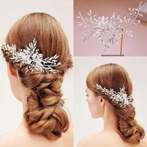 Luxe handgemaakte strass haarkammen kristal parels bloemen bruiloft accessoires vrouwen kopstuk haargrippen clips voor bruid barettes