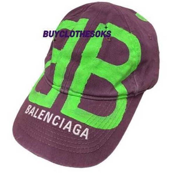 Chapeaux de luxe créateurs de mode Caps femmes hommes Broidered Baseball Cap Blnciaga # 8 Chapeau de logo Bordeaux Neon Green Taille L 59cm WL