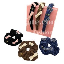 Luxe hoofdband Scrunchie Set Girls Merk Elastische Hair Band Fashion Sweet Bow Band Dameshaaraccessoires Dames