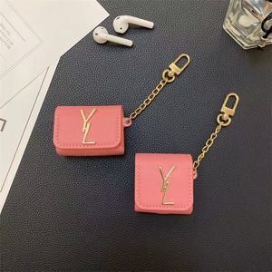 Luxe hoofdtelefoonaccessoires Designer AirPods-hoesje met sleutelhanger voor 1 2 3 Airpod Pro Hoge kwaliteit mode lederen Airpod-beschermingshoezen