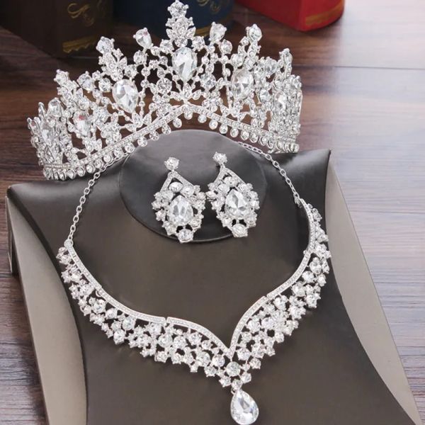 Coiffes de luxe Crystald Waterdrop Baroque Crowe Rhingestone Bridal Diamond Bride Tiara for Women Wedding Hair Accessoires
