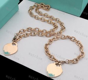 Collier coeur de luxe avec bracelet de créateur, bijoux de marque Premium, bracelet avec boîte, cadeaux de fête sociale