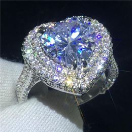 Anello di promessa a forma di cuore di lusso 925 Sterling Silver 5ct 5A CZ Stone Engagement Anello di merda nuziale per donne gioielli di dito2761