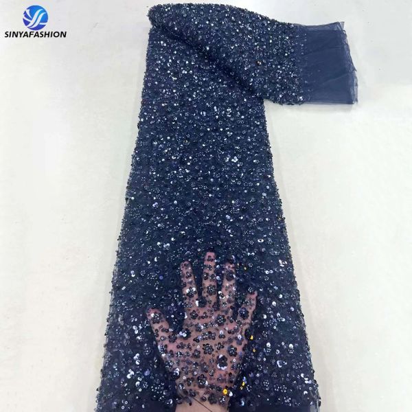 Luxury lacet lacet 3D Sequins broderie à la main
