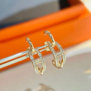 luxe Herm merk varkensneus designer oorbellen voor vrouwen 18k gouden klassieke design sieraden vrouw oorbel glans kristal diamant orecchini oorbellen oorbellen oorbellen