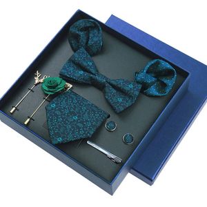 Luxe hoogwaardige heren Tie set Nice Gift Box Silk Tie NecTie Set 8pcs Inside Packing Festief aanwezig Cravat Pocket Squares 240522