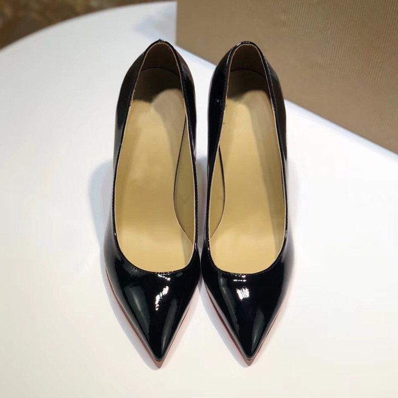 Luxury High Heel Women Leather Dress Shoes Designer Black Stiletto Heel Shoes Women Wedding Party Dress Shoes With Box, receipt