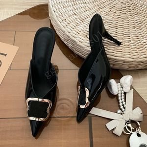 Talons hauts de luxe slingback appartements chaussures habillées pompes de créateurs femmes sandales bout pointu mode brevet cuir mat bureau fête chaussures de mariage avec boîte