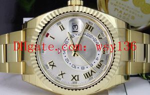 Luxe Hoge Kwaliteit 42mm Heren 18kt Gold Sky-Dweller Zilver Romeinse Dial 326938 Mechanische Automatische Herenhorloge Horloges