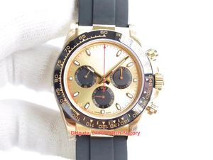 EW Factory Herrenuhr, ultradünne Uhren, 40 mm x 13 mm, Cosmograph 116518, 18 Karat Gold, Gummibänder, Chronograph, ETA 7750-Uhrwerk, mechanische automatische Herrenarmbanduhren