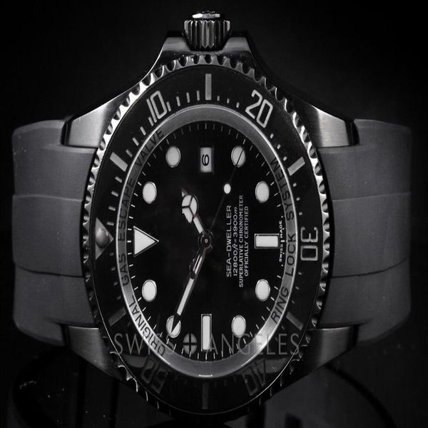 Relojes de marca de lujo de alta calidad 116660 Acero inoxidable Sea-Dweller Movimiento PVD Reloj mecánico automático para hombre Correa de caucho Wat298G