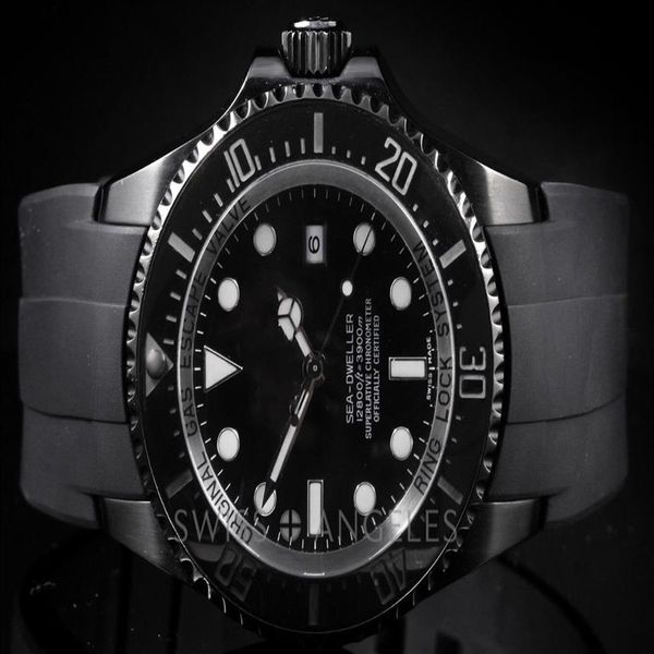 Relojes de marca de lujo de alta calidad 116660 Acero inoxidable Sea-Dweller Movimiento PVD Reloj mecánico automático para hombre Correa de caucho Wat322T