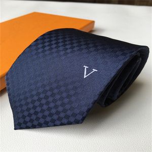 Luxe Haute Qualité Designer Hommes Lettre 100% Cravate Cravate En Soie noir bleu Aldult Jacquard Fête De Mariage D'affaires Tissé Design De Mode Hawaii Cravates Boîte 143