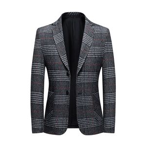 Luxe hoogwaardige mannen blazer mode plus size casual mannelijke geruite pak jas lente herfst herfst zakelijke mouw business jurk jas 7xl