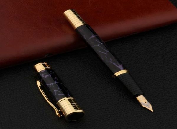 Luxury High Quality Metal Fountain Pen Ice Flower Purple Golden 07mm Nib Pen Stationery Office School Supplies Writing7235616