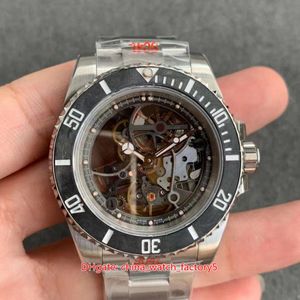 VR Maker Perfecte versie horloges 40mm 116610 skeleton koolstofvezel bezel 904 staal cal.3130 Movemen transparante mechanische automatische herenhorloge heren polshorloges