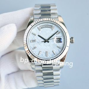 Montre de luxe de haute qualité pour hommes, nouveau jour-date, 40mm, lunette en diamant carré, bracelet en acier inoxydable 18 carats, mécanique et automatique