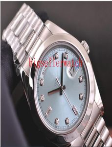 Luxury High Quality Watch Top Automatic Mens Watch 41mm Platinum II Président Glacier Blue Diamond 218206 en acier inoxydable5594058