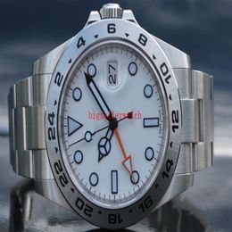 Montre-bracelet de luxe de haute qualité pour hommes Explorer II 216570 en acier inoxydable cadran blanc Date 42mm montre automatique pour hommes 276e
