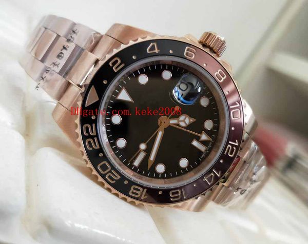 Relojes de pulsera de lujo de alta calidad 40 mm GMT II 126715 126715CHNR 18k Oro rosa Bisel de cerámica Asia 2813 Movimiento Reloj automático para hombre Relojes