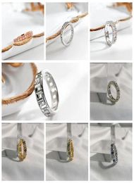 Lujo de alta versión nuevo anillo de diamantes plata esterlina 18K oro rosa hueco verdadero anillo de pareja joyería estrellada T diseñador24924195087