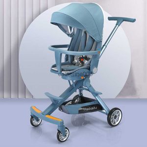 Luxe high view kinderwagen Twee-weg Ultralichte Draagbare vouw Wandelwagen Kan Zitten en Liggen vier wielen kar reizen kinderwagen L230625