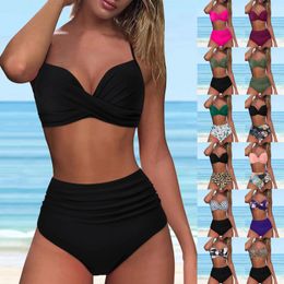 Luxury High Waist Bikini réglé en deux pièces de maillot de bain Push Up Up Y2K Swimwear Tankini Beach Mujer Mujer Suite de natation 240418