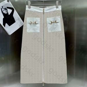Luxe hoog getailleerde rok Dames sexy slanke rits metalen gesp jurken Designer logo print overrok