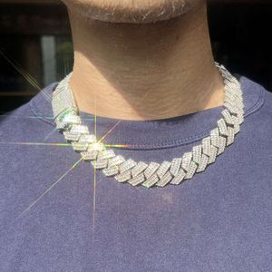 Luxe hiphopketen 19 mm zilveren ketting vvs moissaniet stokbrood moissaniet diamant cuban link ketting