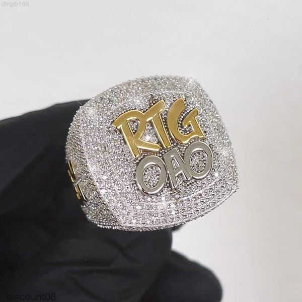 Bijoux hip hop luxueux Custom 925 Sterling Silver VVS Diamond Iced Out Basketball Championship Ring for Men