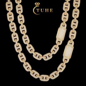 Luxe Hip Hop Mannen 14mm 18k Vergulde Volledige Zirkoon Diamant Iced Out Miami Cubaanse Ketting