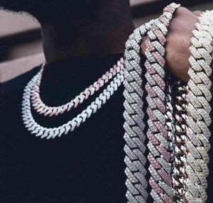 Luxe Hip Hop Wit Vergulde Cubaanse Link Iced Out Diamanten Ketting Voor Mannen Jewelry258T4153009