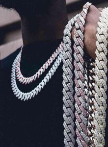 Luxe Hip Hop Wit Vergulde Cubaanse Link Iced Out Diamanten Ketting Voor Mannen Jewelry258T9763376