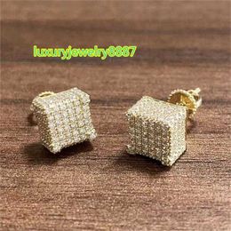 Bijoux de hiphop de luxe 925 Silt en argent sterling réglage complet glacés Hip Hop Ored Ored Vvs Gold Moisanite Stud Oreads Moules d'oreilles