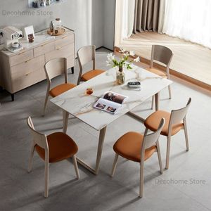 Comedor para el hogar de lujo Mesas de comedor de madera sólida Comen Simple Pequeño apartamento Slate Mesa de comedor y silla muebles