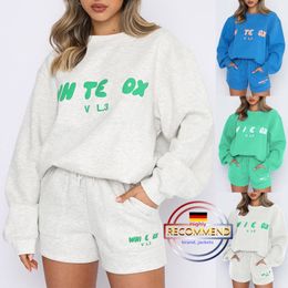Luxe hoodie Twee 2 -delige witte foc -ontwerper Hooded Pants Tracksuit Women Witefox Casual Clothing Street Foxs Korte mouw Foxx kleding Recreatie Hals -pullover