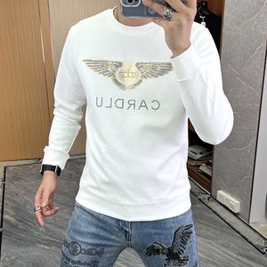 Luxe Hoodies Mannen Hot Diamond Brief Trui Mannelijke Vleugel Top Slanke Bodem Shirt Eenvoudige Mode Trui Herfst Winter Nieuwe Man kleding