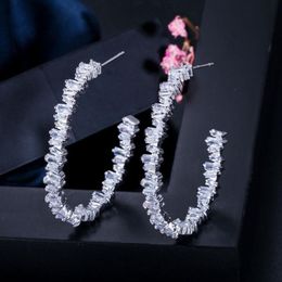 Créateur de boucles d'oreille de cerceau de luxe pour femme 925 Silver Post AAA CUBIC Zirconia Copper Bijoux rose Gold plaqué blanc CZ Brings d'oreille W156K