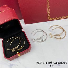 Luxe hoepel oorbellen top V goud vol kristal Juste Clou merkontwerper nagel ronde lus oorbellen voor vrouwen sieraden met doos feestcadeau