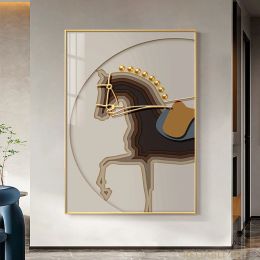 Hôtel de luxe Animal cheval moderne nordique décoratif toile peinture Art imprimer affiche photo mur pépinière salon décoration de la maison