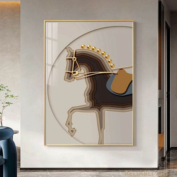 Hotel de lujo Animal caballo moderno nórdico decorativo lienzo pintura arte impresión cartel imagen pared guardería sala de estar decoración del hogar