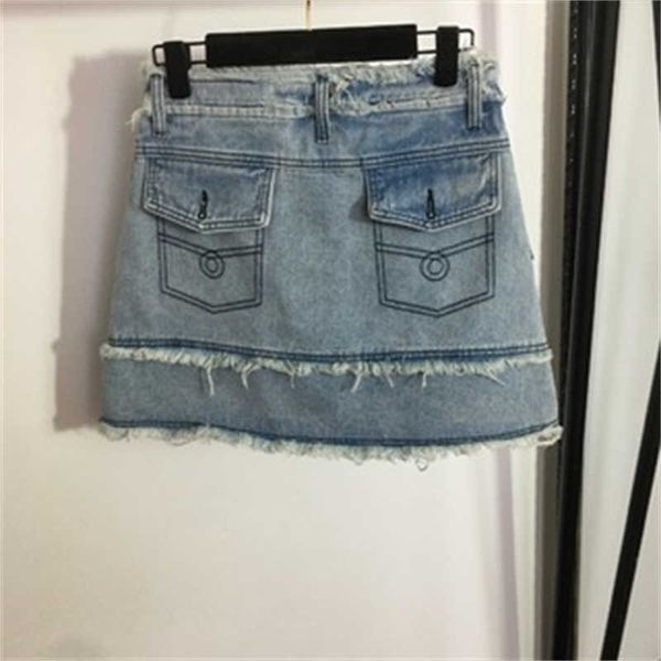 Luxe Hottie Jupe Shorts D'été Ourlet Taille Haute Denim Jupe Taille S-XL Bleu Clair Designer Jupes Vêtements Pour Femmes