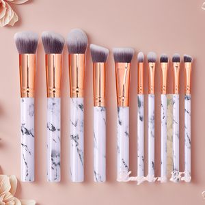 Brosse de maquillage de sablier de luxe Ensemble - 10pcs Powder Blush Feed Shadow Crease Creineer Brow Liner Smudger Metal Gandle Cosmetics Mélanger les outils de la plus haute qualité