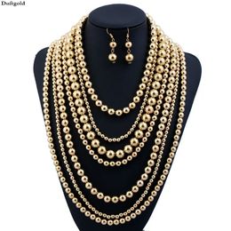 Luxe Hyperbool Multilayer Parel Kralen Body Collier Oorbel Sieraden Sets Voor Vrouwen Mode Bruiloft Kettingen Sets 240115