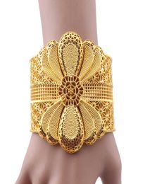 Luxury Indian Big large bracelet 24k Gold Color Flower Bangles pour les femmes Africain Dubai Arabe Wedding Jewelry Gifts8284097