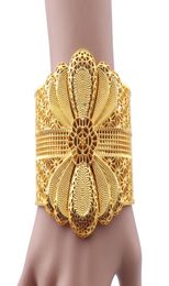 Luxury Indian Big large bracelet 24k Gold Color Flower Bangles pour les femmes Africain Dubai Arabe Wedding Jewelry Gifts4154720