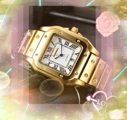 Luxury Japan Quartz Movement Mens Watches Square Roman Tank Tres Two Stiches Dial Clock Fashion Day Date Men Designer Regalos